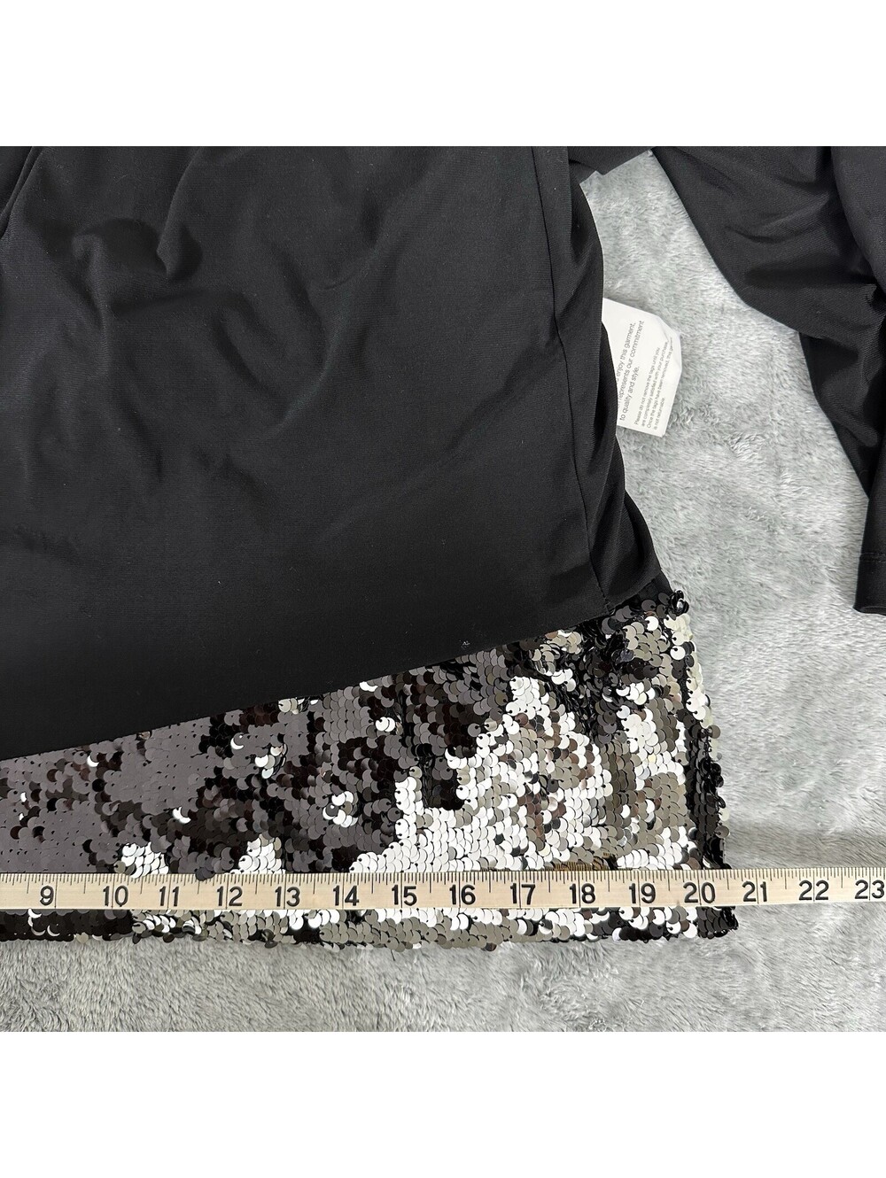 Betsy & Adam Women's 14 Dress Black Long Sleeve Asymmetric Layered Sequin Skirt - Picture 10 of 10